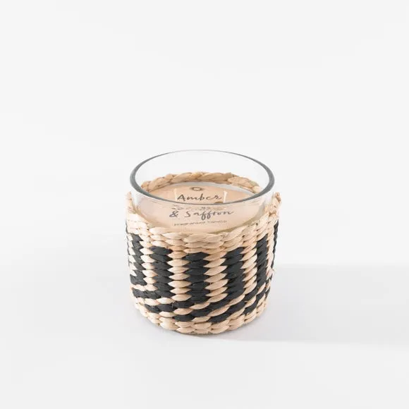 Multi Wick Candle Woven Design - Black