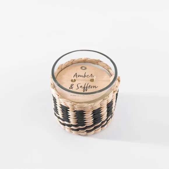 Multi Wick Candle Woven Design - Black