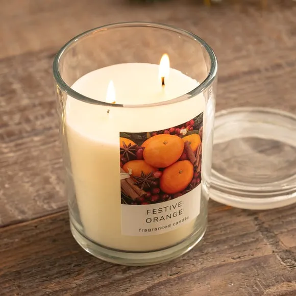 Multi Wick Jar Candle - Orange, Glass