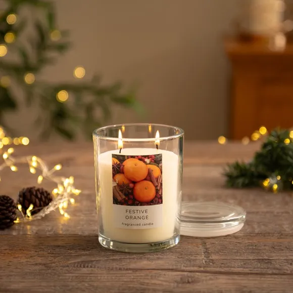 Multi Wick Jar Candle - Orange, Glass image