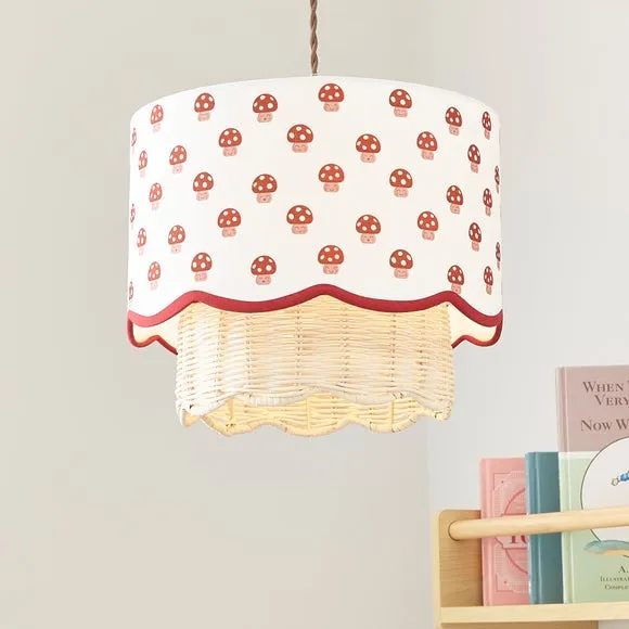 Mushroom Easy Fit Lamp Shade - Red, Rattan image