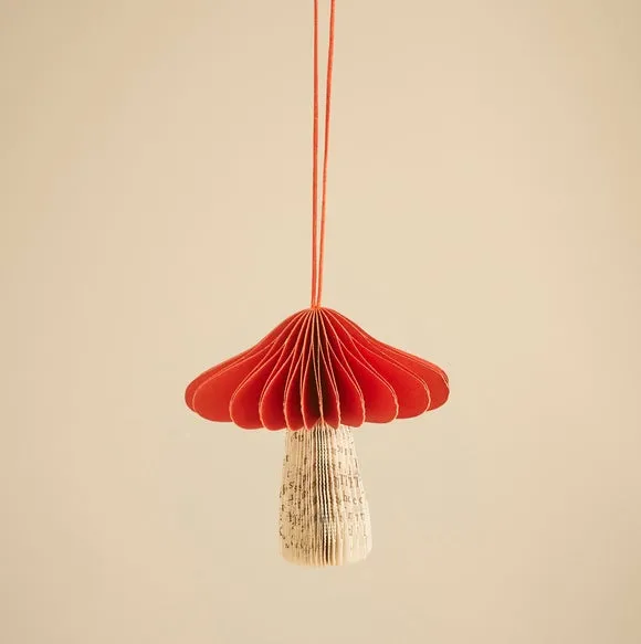 Mushroom Hanging Decoration - Red, Paper