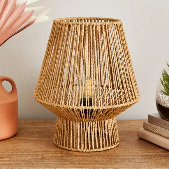 Mushroom Table Lamp - Brown, Paper String