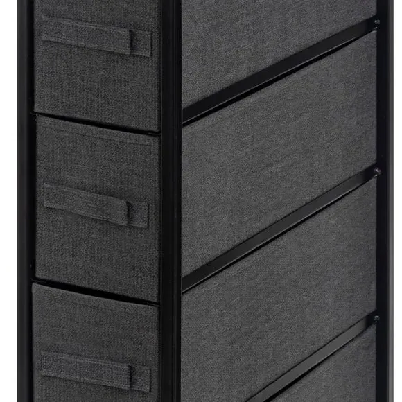 Narrow 4-Drawer Storage Unit - Grey, Fabric