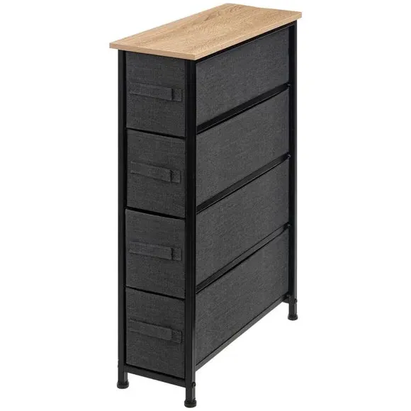 Narrow 4-Drawer Storage Unit - Grey, Fabric image