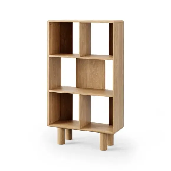Narrow Bookcase with 5 Shelves - Oak Effect