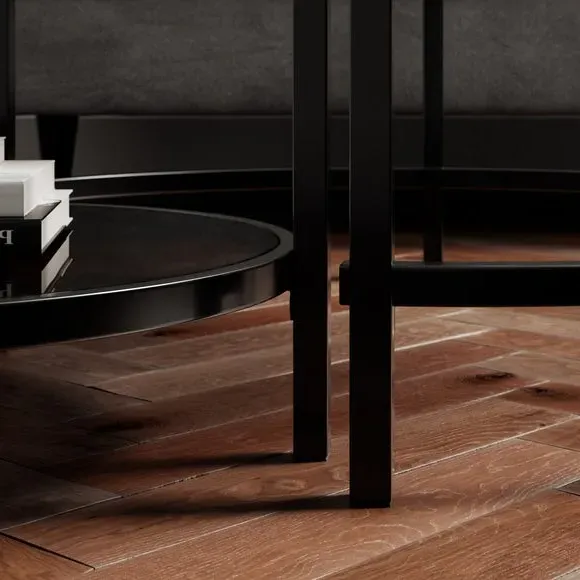 Nest Coffee Tables with Glass Tops - Black, Metal