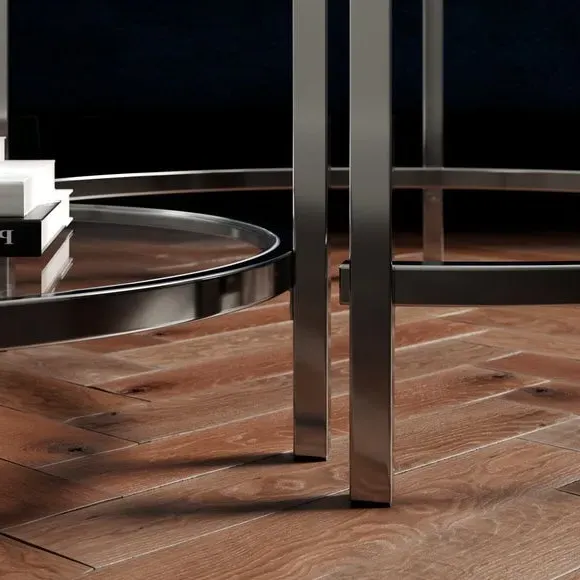 Nest Coffee Tables with Glass Tops - Silver, Metal