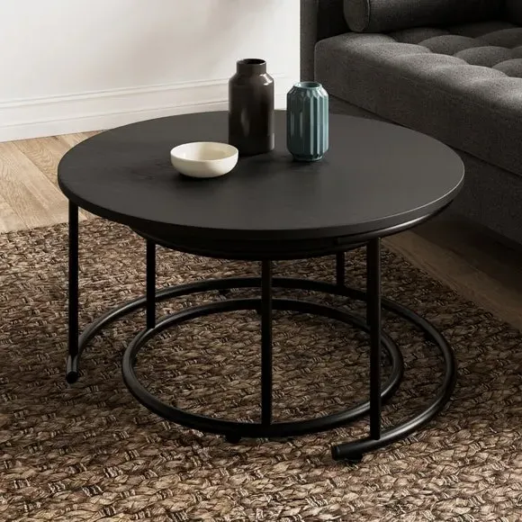 Nest of 2 Coffee Tables - Black, Metal