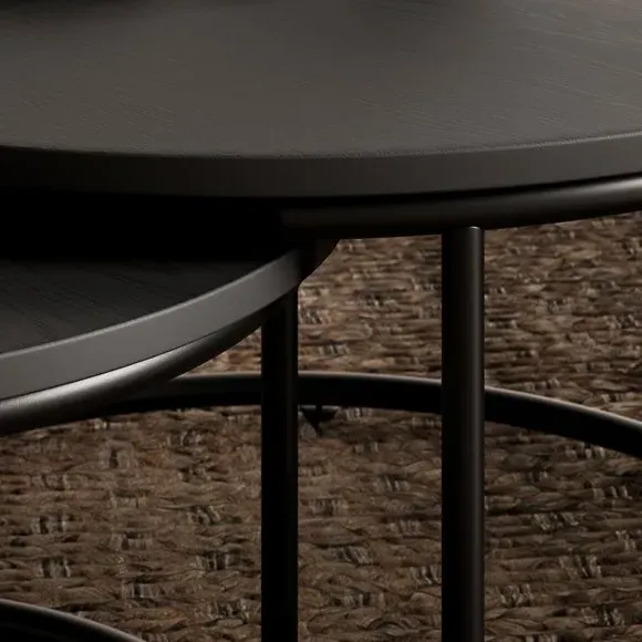 Nest of 2 Coffee Tables - Black, Metal