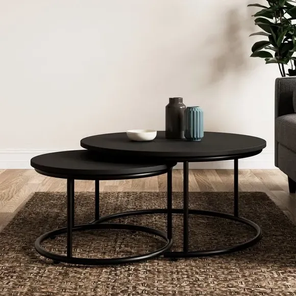 Nest of 2 Coffee Tables - Black, Metal image
