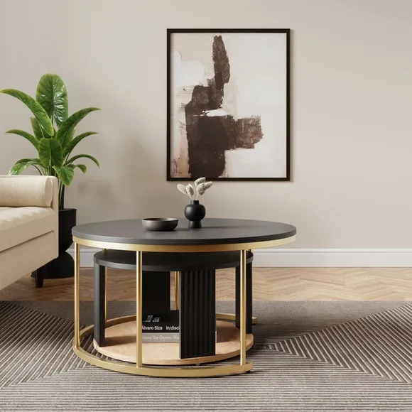 Nest of Coffee Tables Set - Black, Painted
