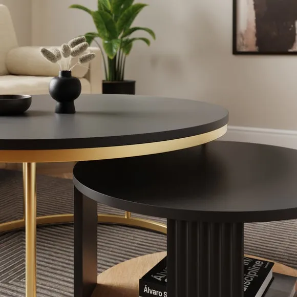 Nest of Coffee Tables Set - Black, Painted