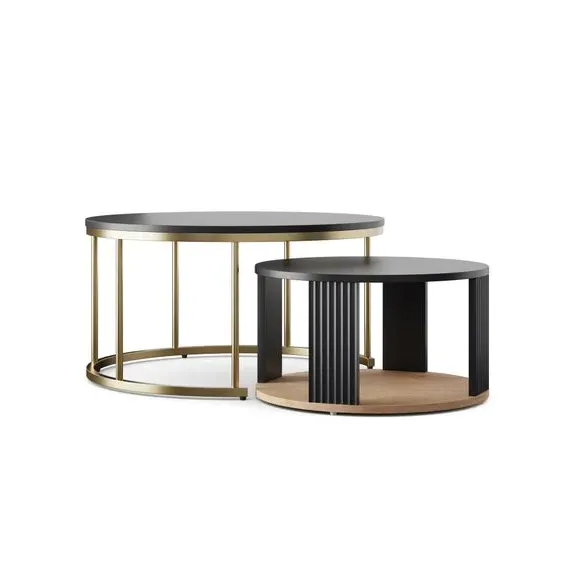 Nest of Coffee Tables Set - Black, Painted