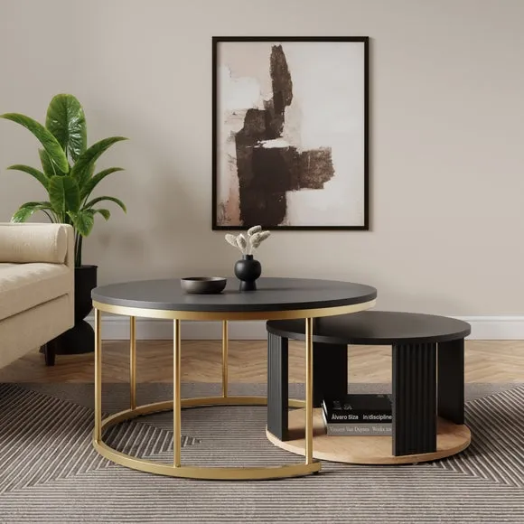 Nest of Coffee Tables Set - Black, Painted