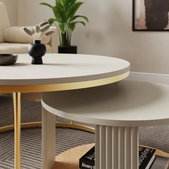 Nest of Coffee Tables Set - Natural, Painted