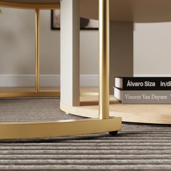 Nest of Coffee Tables Set - Natural, Painted