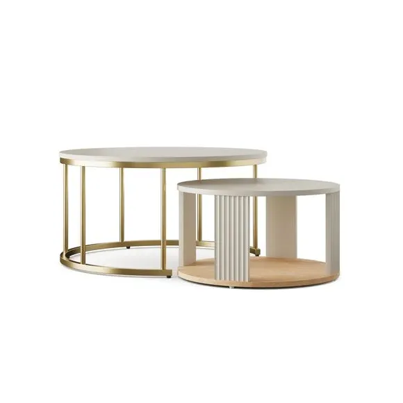 Nest of Coffee Tables Set - Natural, Painted