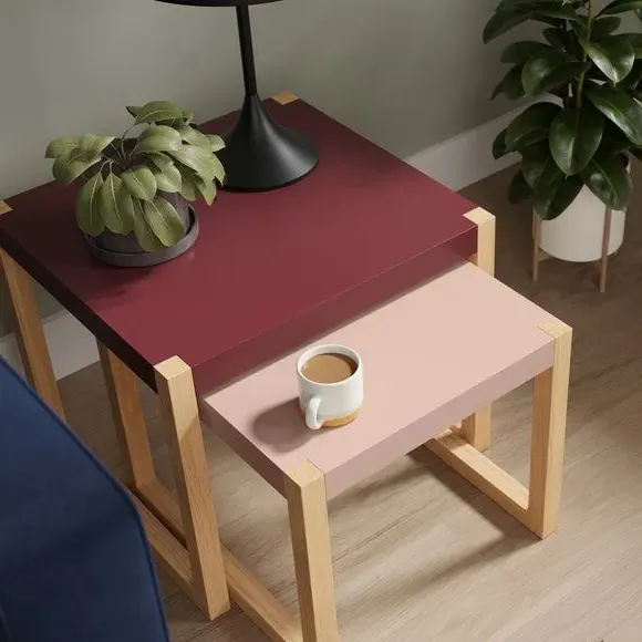 Nest of Side Tables - Burgundy, Wood