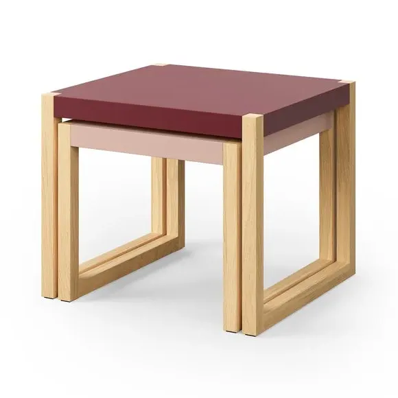 Nest of Side Tables - Burgundy, Wood
