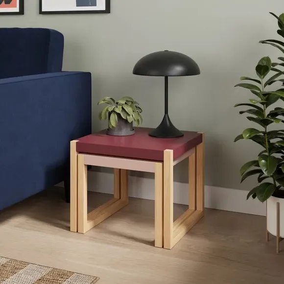 Nest of Side Tables - Burgundy, Wood image