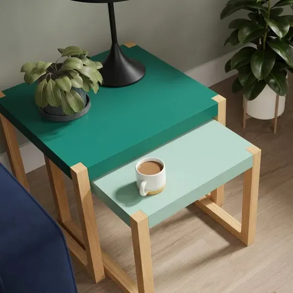 Nest of Side Tables - Emerald, Wood