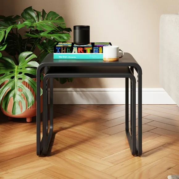Nest of Side Tables Set - Black, Metal