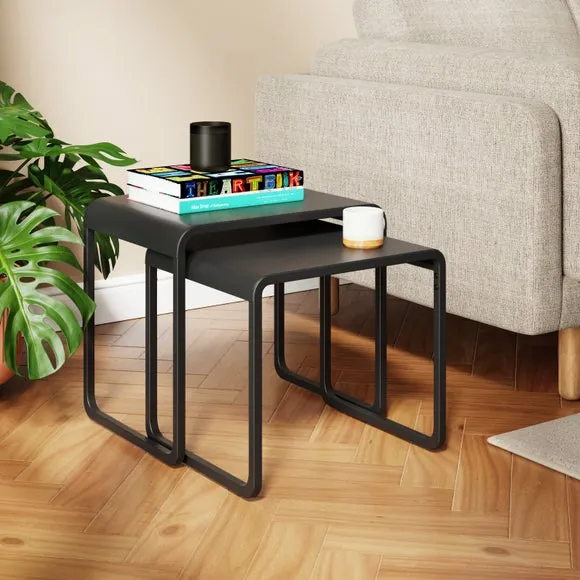 Nest of Side Tables Set - Black, Metal image