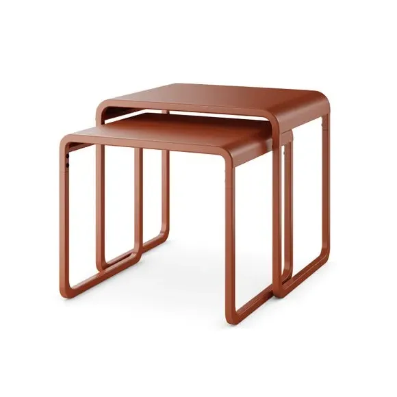Nest of Side Tables Set - Orange Umber, Metal
