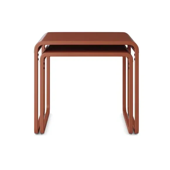 Nest of Side Tables Set - Orange Umber, Metal