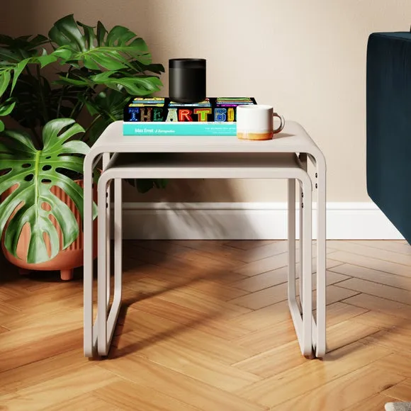 Nest of Side Tables Set - Stone, Metal