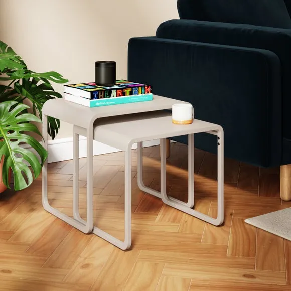 Nest of Side Tables Set - Stone, Metal