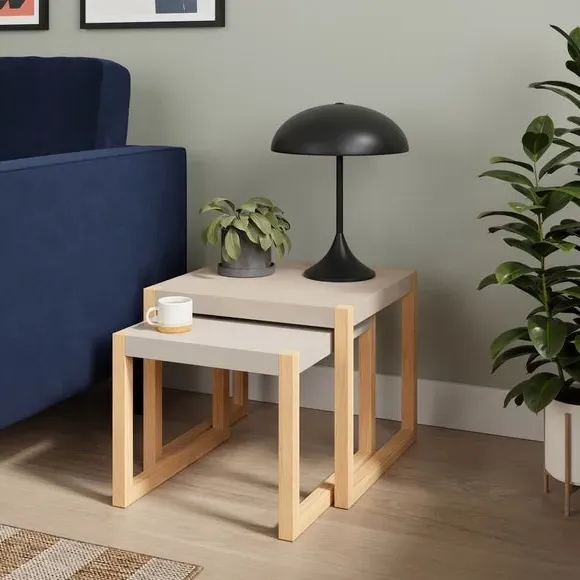 Nest of Side Tables - Stone, Wood