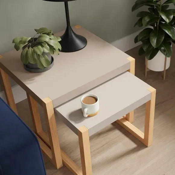 Nest of Side Tables - Stone, Wood