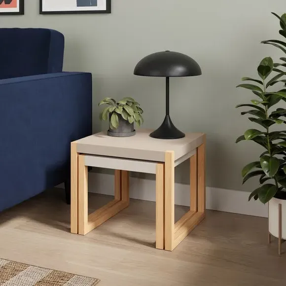 Nest of Side Tables - Stone, Wood