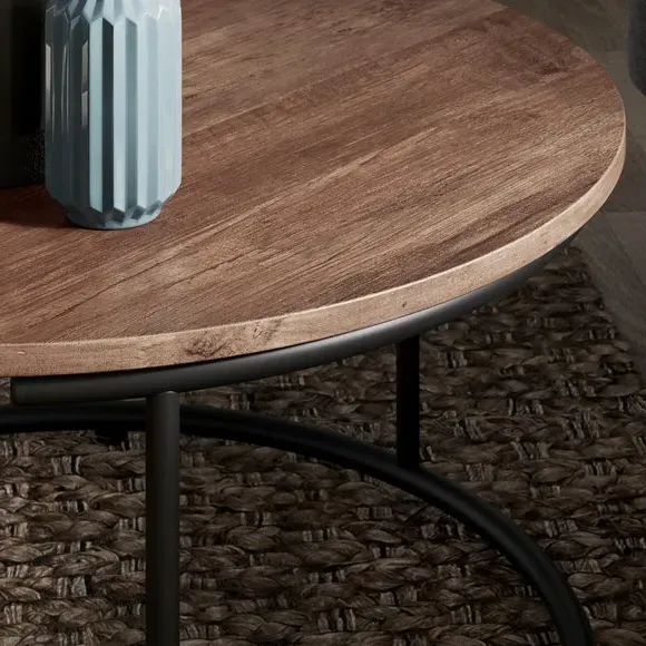 Nest of Tables Set - Pine Effect, Metal