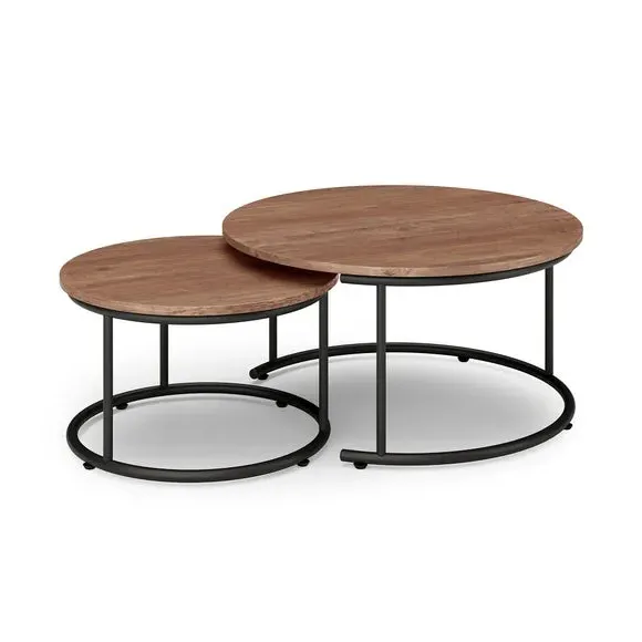 Nest of Tables Set - Pine Effect, Metal