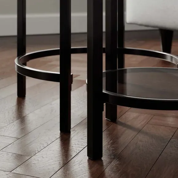 Nest of Tables with Glass Tops - Black, Metal