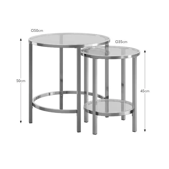 Nest of Tables with Rounded Edges - Silver