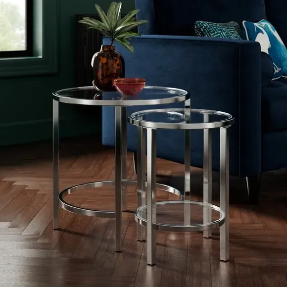 Nest of Tables with Rounded Edges - Silver