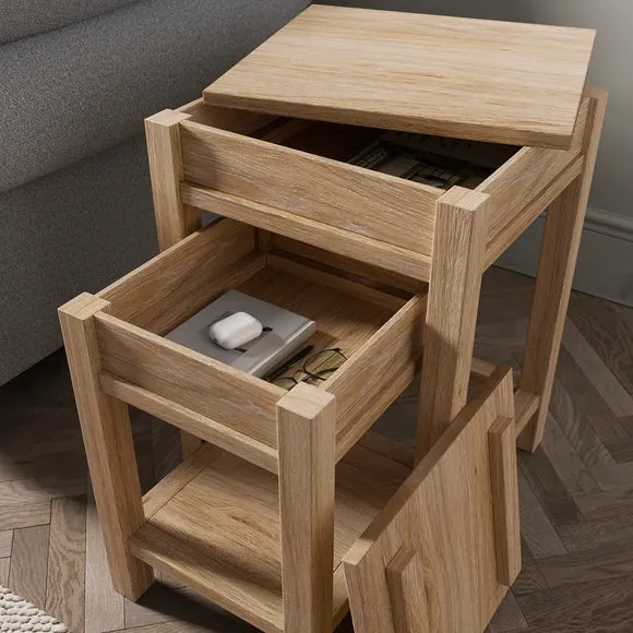 Nest of Tables with Storage - Oak Effect
