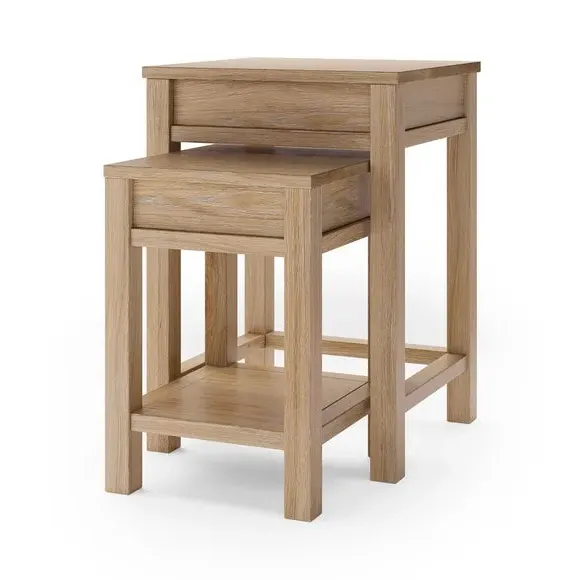 Nest of Tables with Storage - Oak Effect