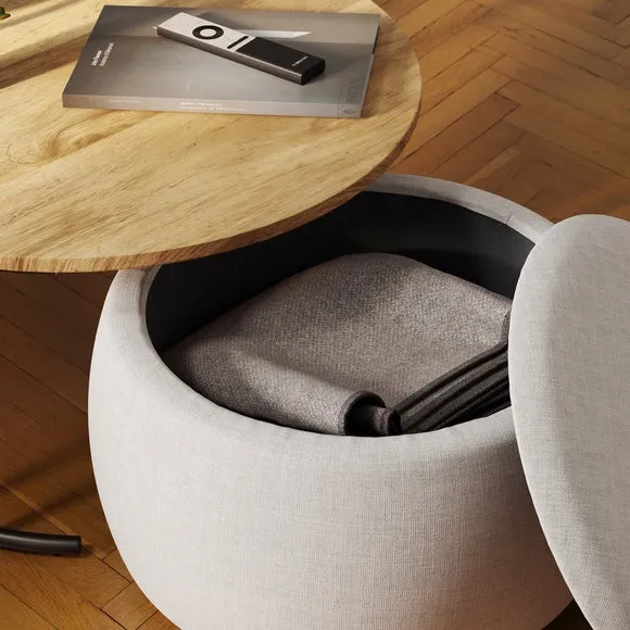 Nesting Coffee Table with Pouffe - Medium Wood