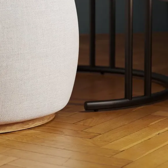 Nesting Coffee Table with Pouffe - Medium Wood