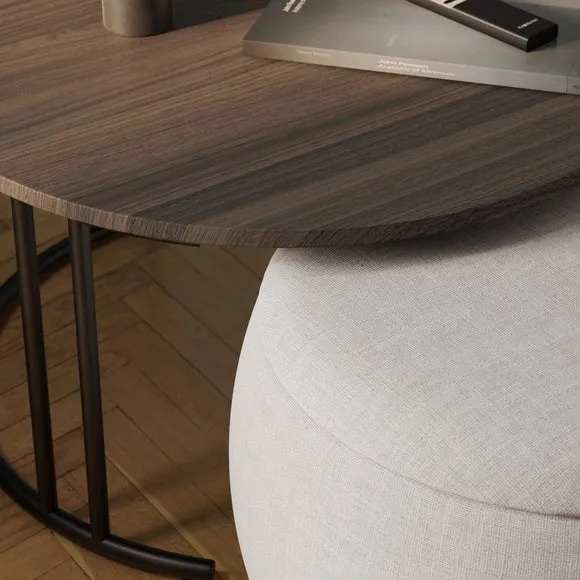 Nesting Coffee Table with Pouffe - Walnut Effect