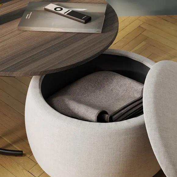 Nesting Coffee Table with Pouffe - Walnut Effect