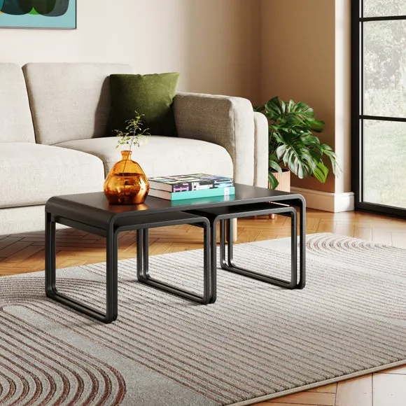 Nesting Coffee Tables Set - Black, Metal