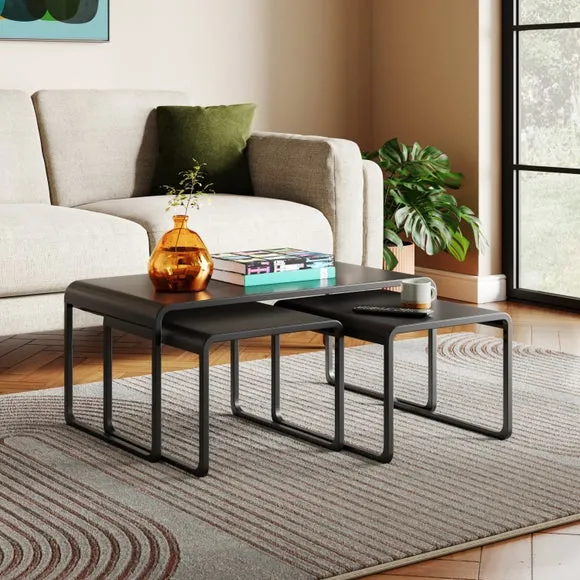 Nesting Coffee Tables Set - Black, Metal image