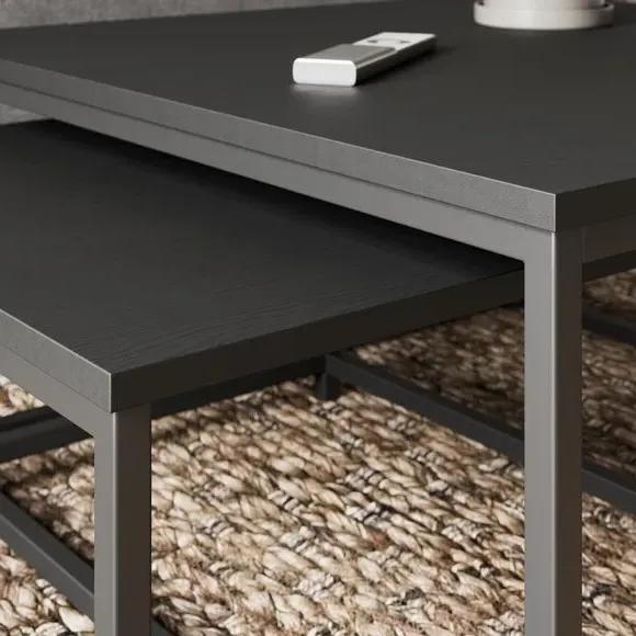 Nesting Coffee Tables Set - Black Oak, Wood Effect