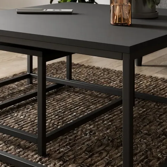 Nesting Coffee Tables Set - Black Oak, Wood Effect